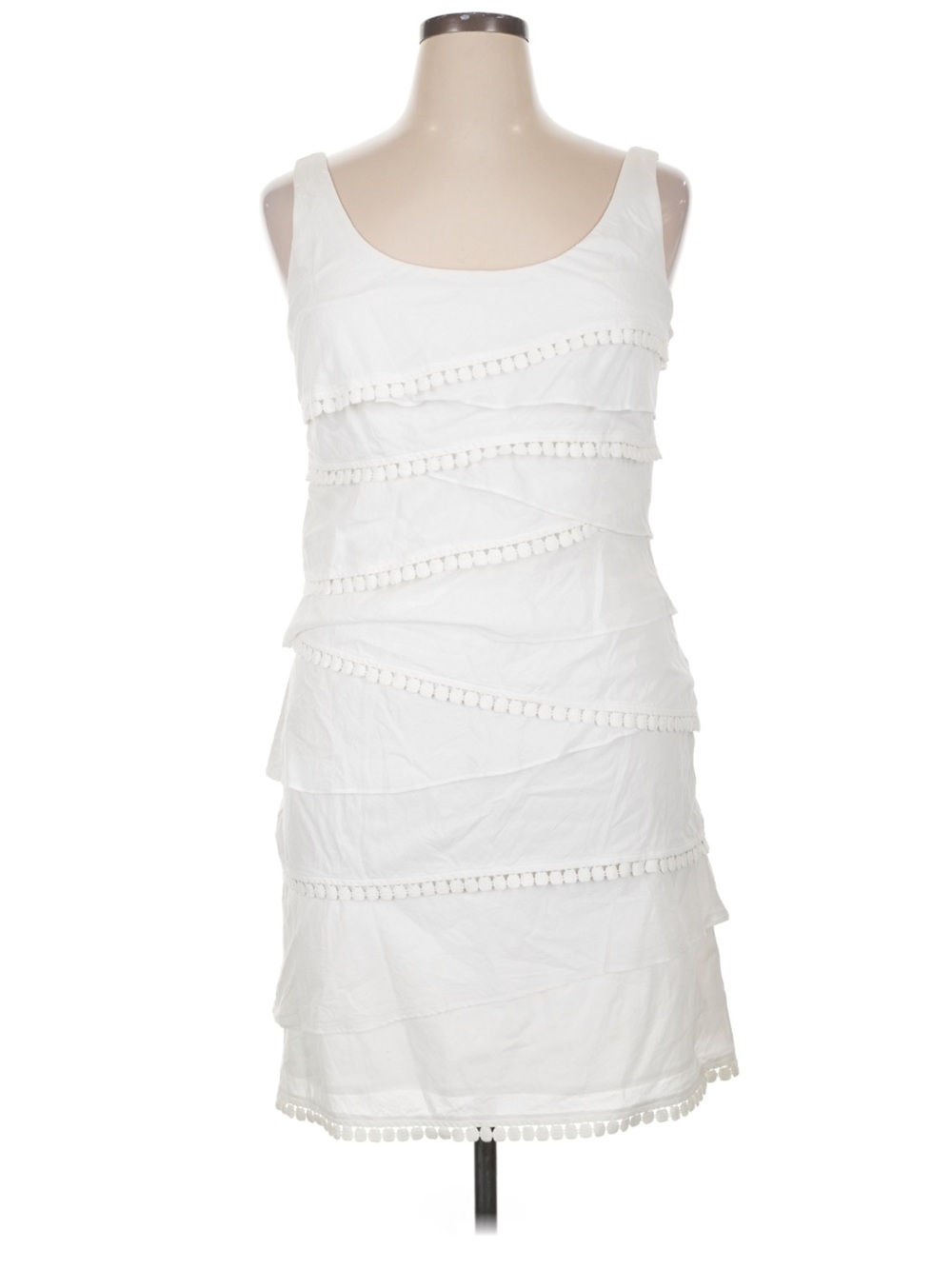 Roz & Ali White Tiered Mini Dress